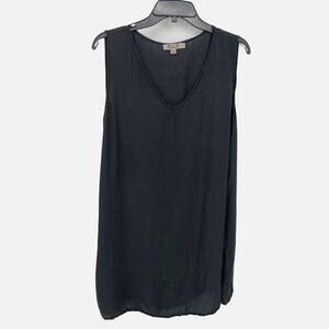 Flax Womens Tunic Tank Medium Grey Silk Blend Sleeveless V-Neck Sheer Pullover